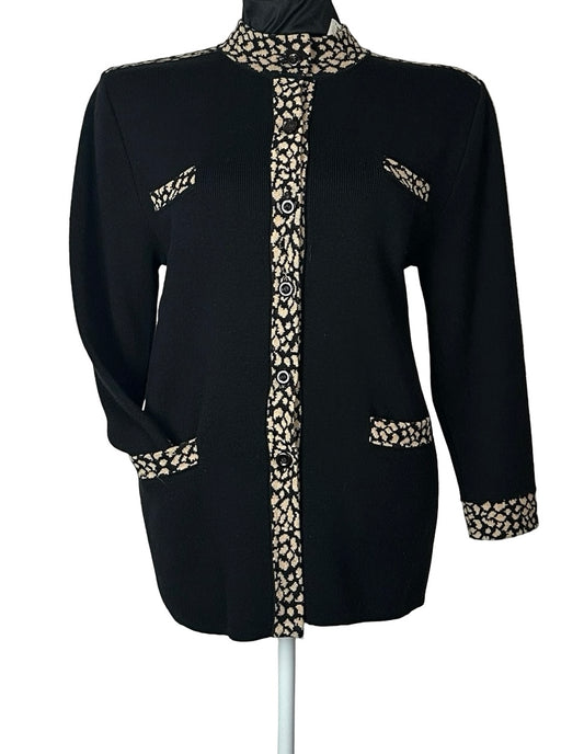 FABRICE KAREL BLACK/TAN CARDIGAN SZ XL