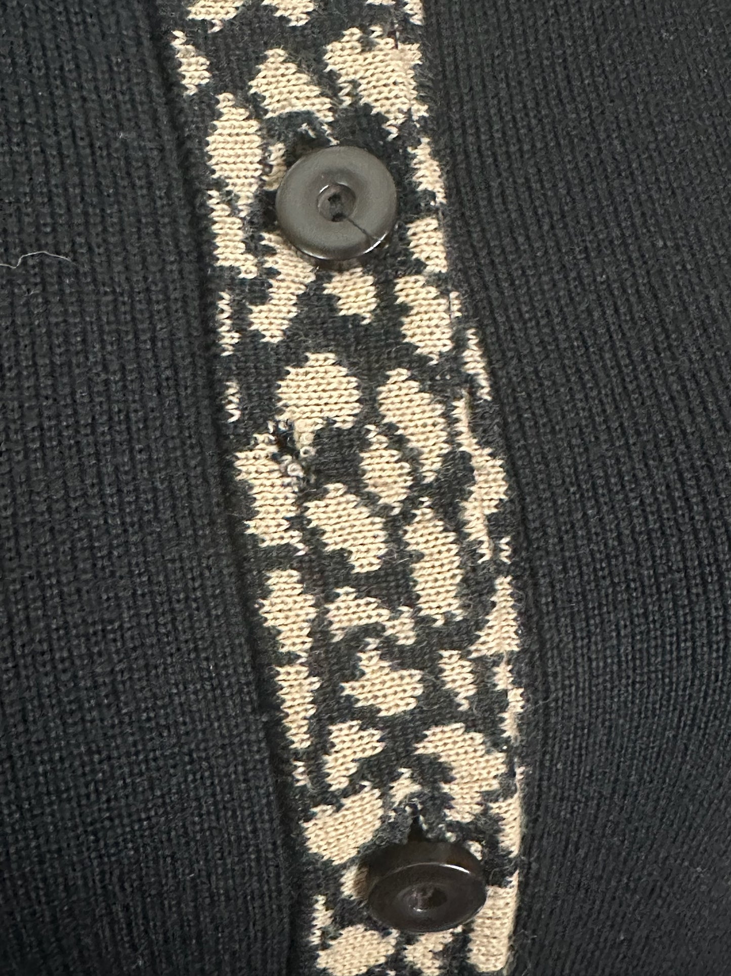 FABRICE KAREL BLACK/TAN CARDIGAN SZ XL