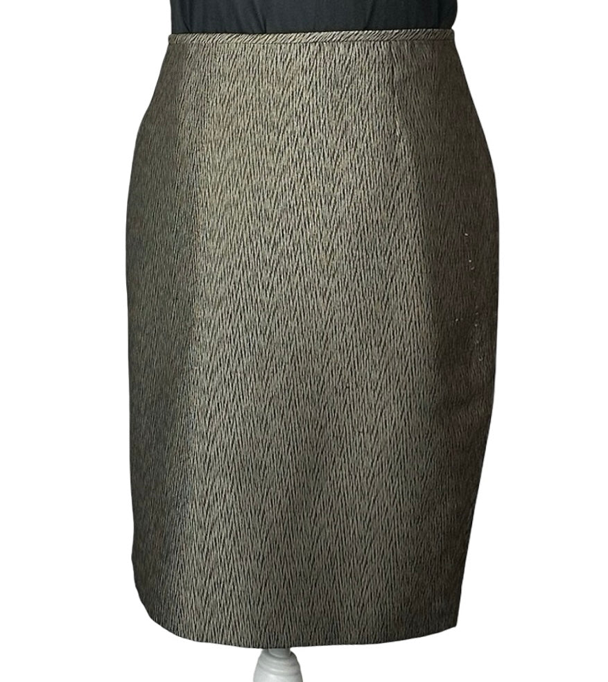 LE SUIT PETITE TAUPE/SILVER SKIRT SUIT SZ 14P