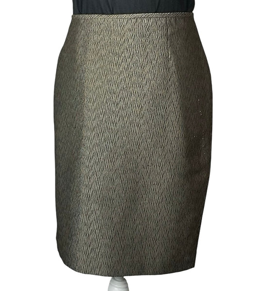 LE SUIT PETITE TAUPE/SILVER SKIRT SUIT SZ 14P