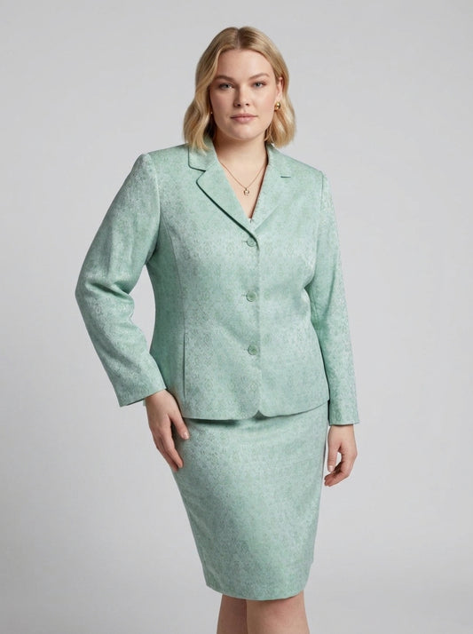 NORTON MCNAUGHTON GREEN TAN SKIRT SUIT SZ 12