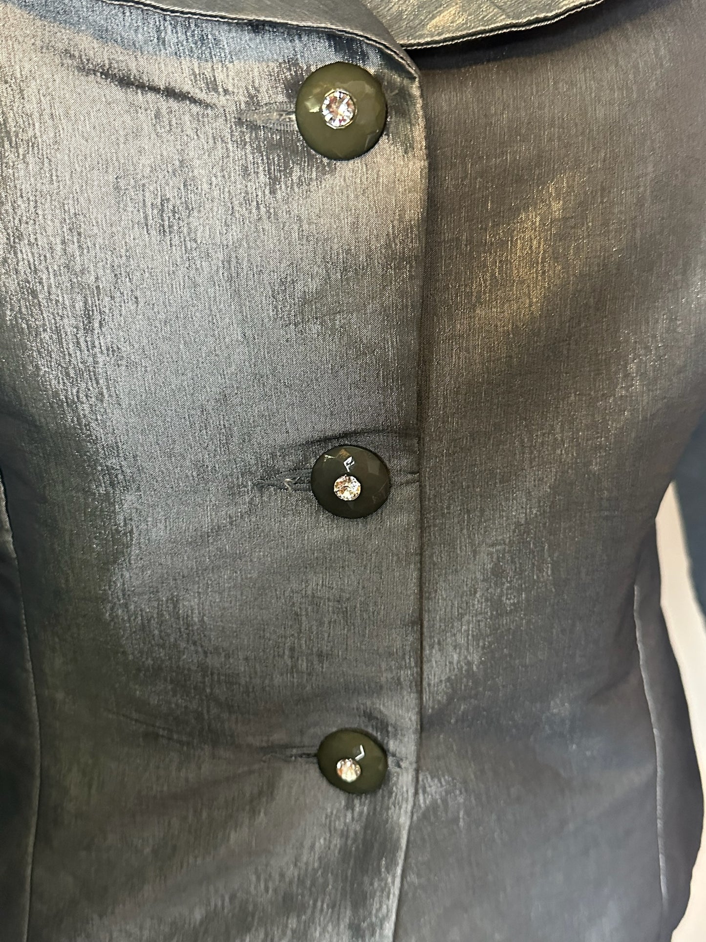 NICOLETTE LIGHT SILVERY BLUE SATIN SKIRT SUIT SZ 14