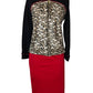 CHICOS LEOPARD SKIRT SUIT SZ 8