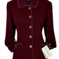 ST JOHN COLLECTION BORDEAUX WITH GOLD ACCENTS BLAZER