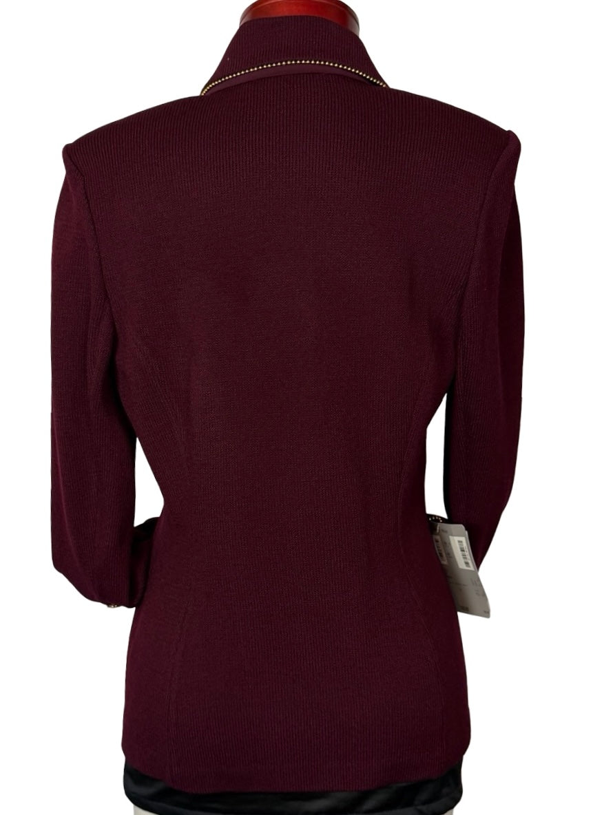 ST JOHN COLLECTION BORDEAUX WITH GOLD ACCENTS BLAZER