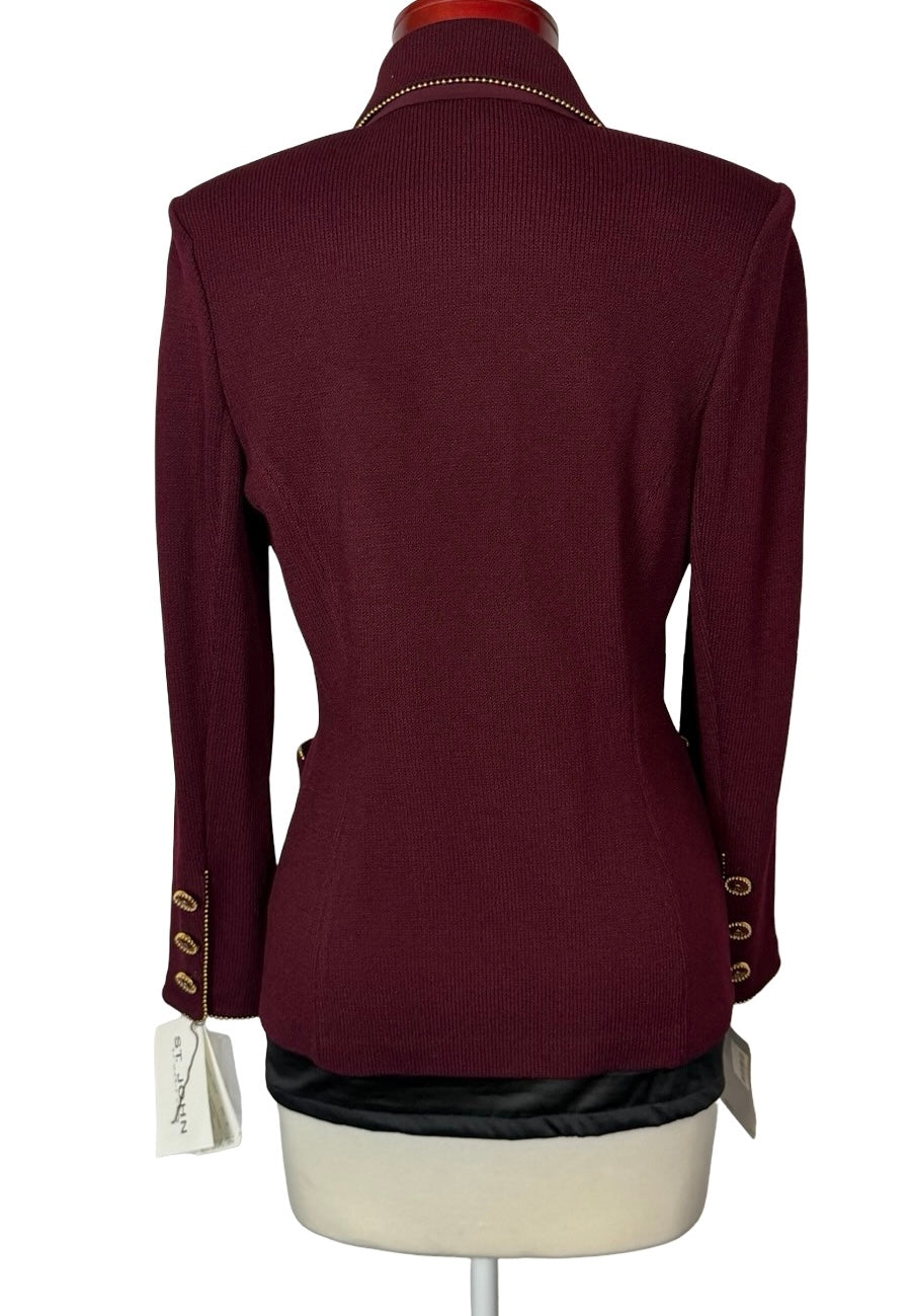 ST JOHN COLLECTION BORDEAUX WITH GOLD ACCENTS BLAZER