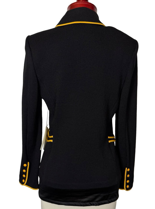 ST JOHN COLLECTION BLACK WITH YELLOW TOPAZ TRIM BLAZER NWT