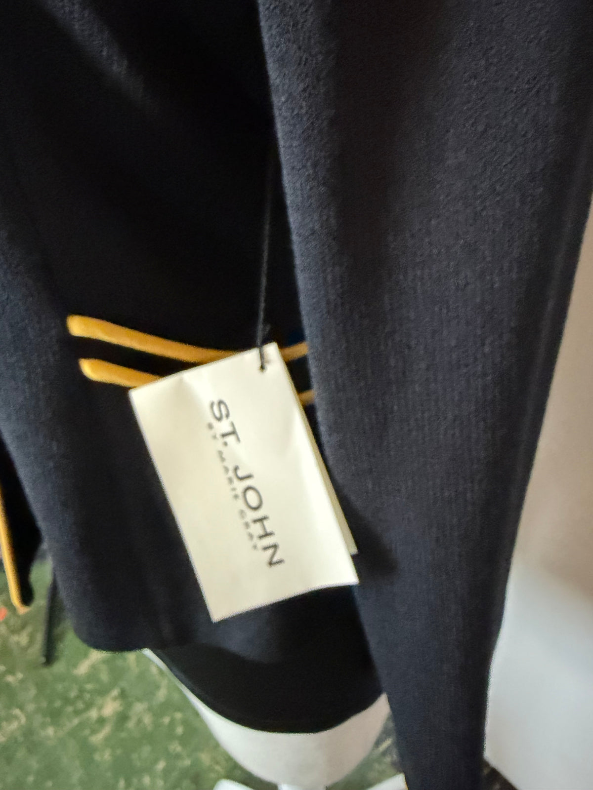 ST JOHN COLLECTION BLACK WITH YELLOW TOPAZ TRIM BLAZER NWT