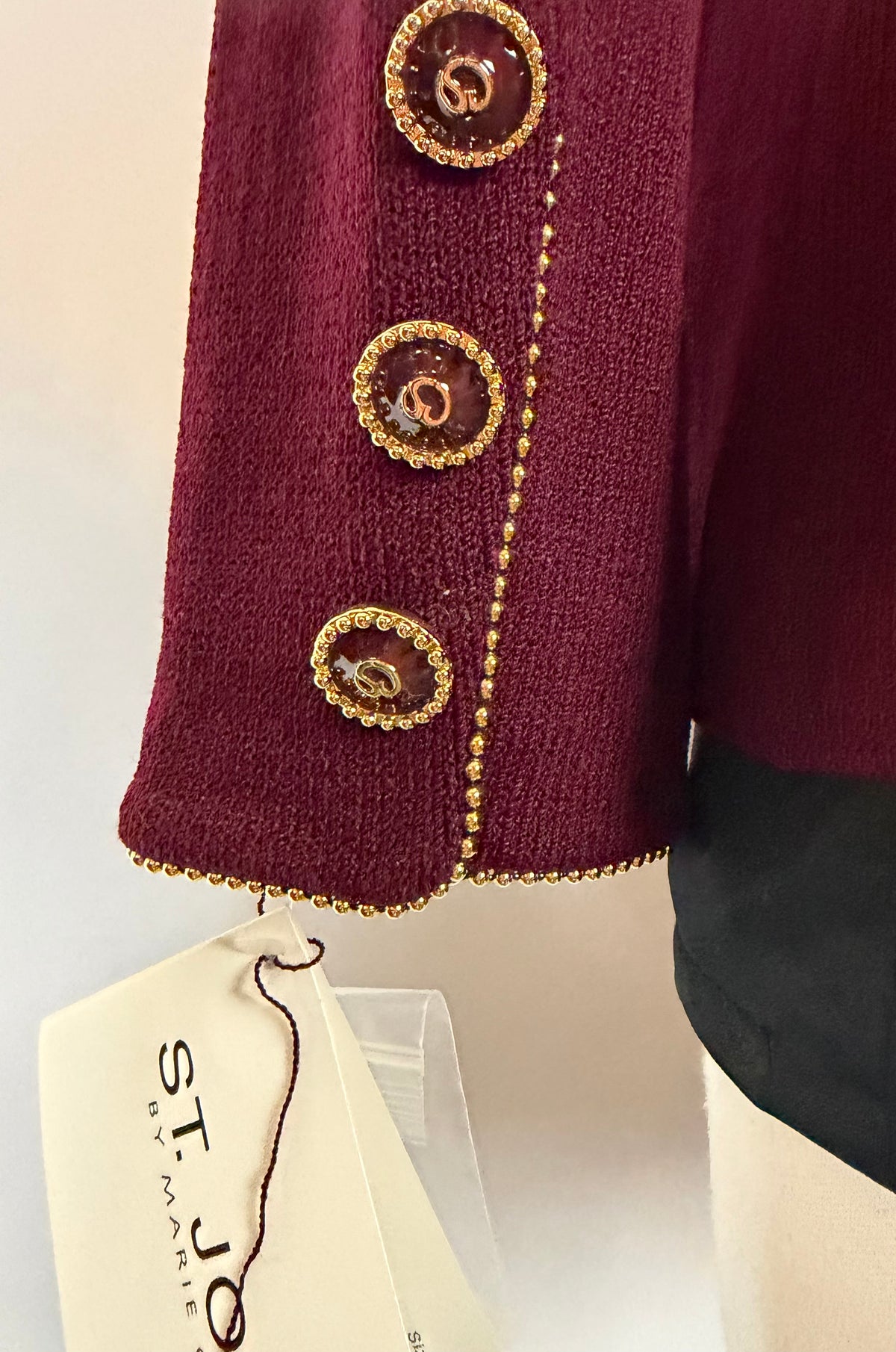 ST JOHN COLLECTION BORDEAUX WITH GOLD ACCENTS BLAZER