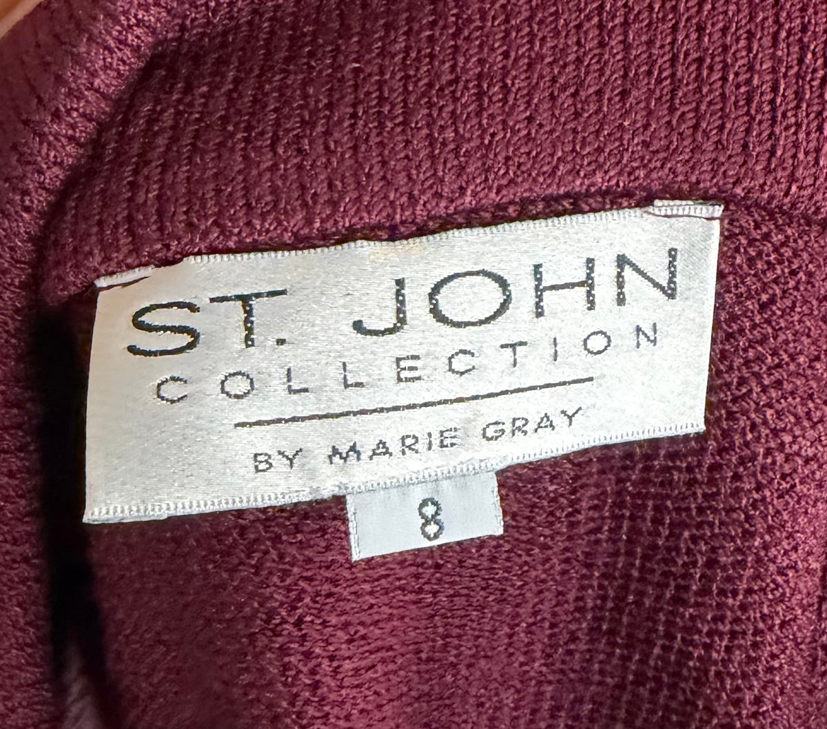 ST JOHN COLLECTION BORDEAUX WITH GOLD ACCENTS BLAZER