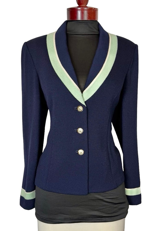 ST JOHN NAVY AND MINT BLAZER
