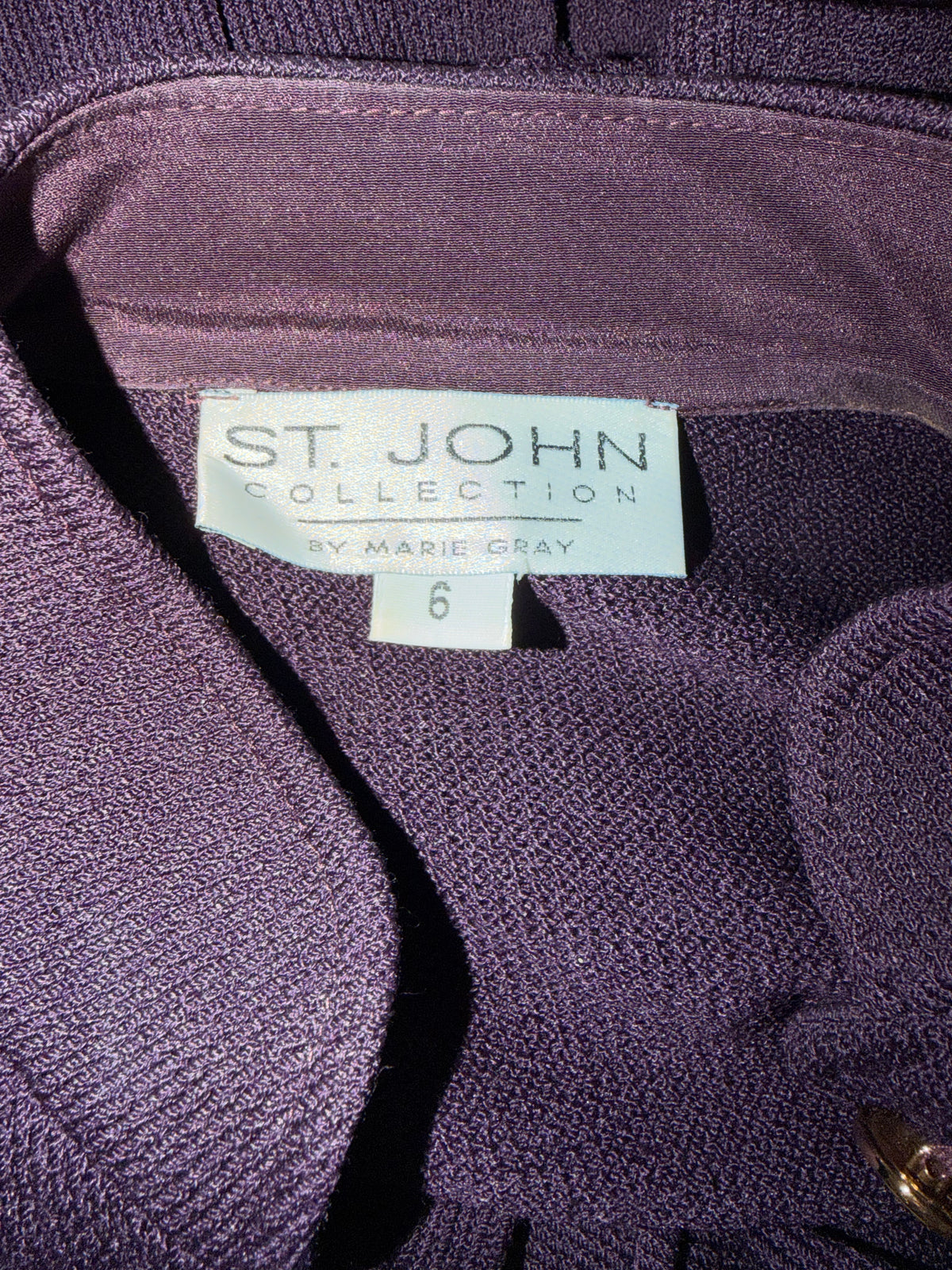 ST JOHN COLLECTION DARK PURPLE SKIRT SUIT