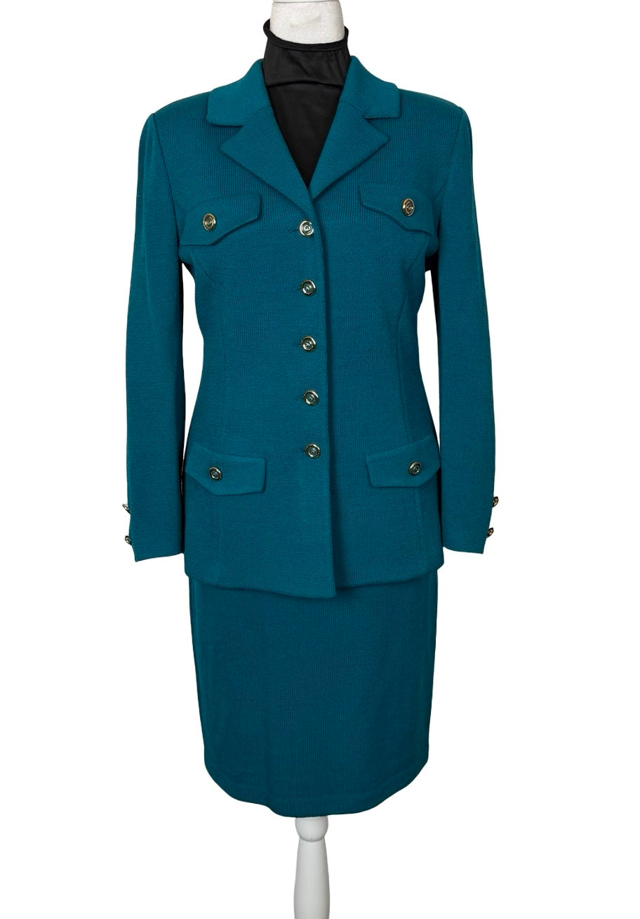 ST JOHN TEAL SKIRT SUIT