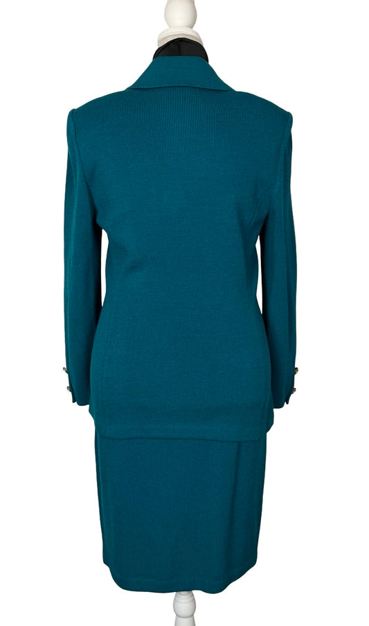 ST JOHN COLLECTION DARK TEAL SKIRT SUIT