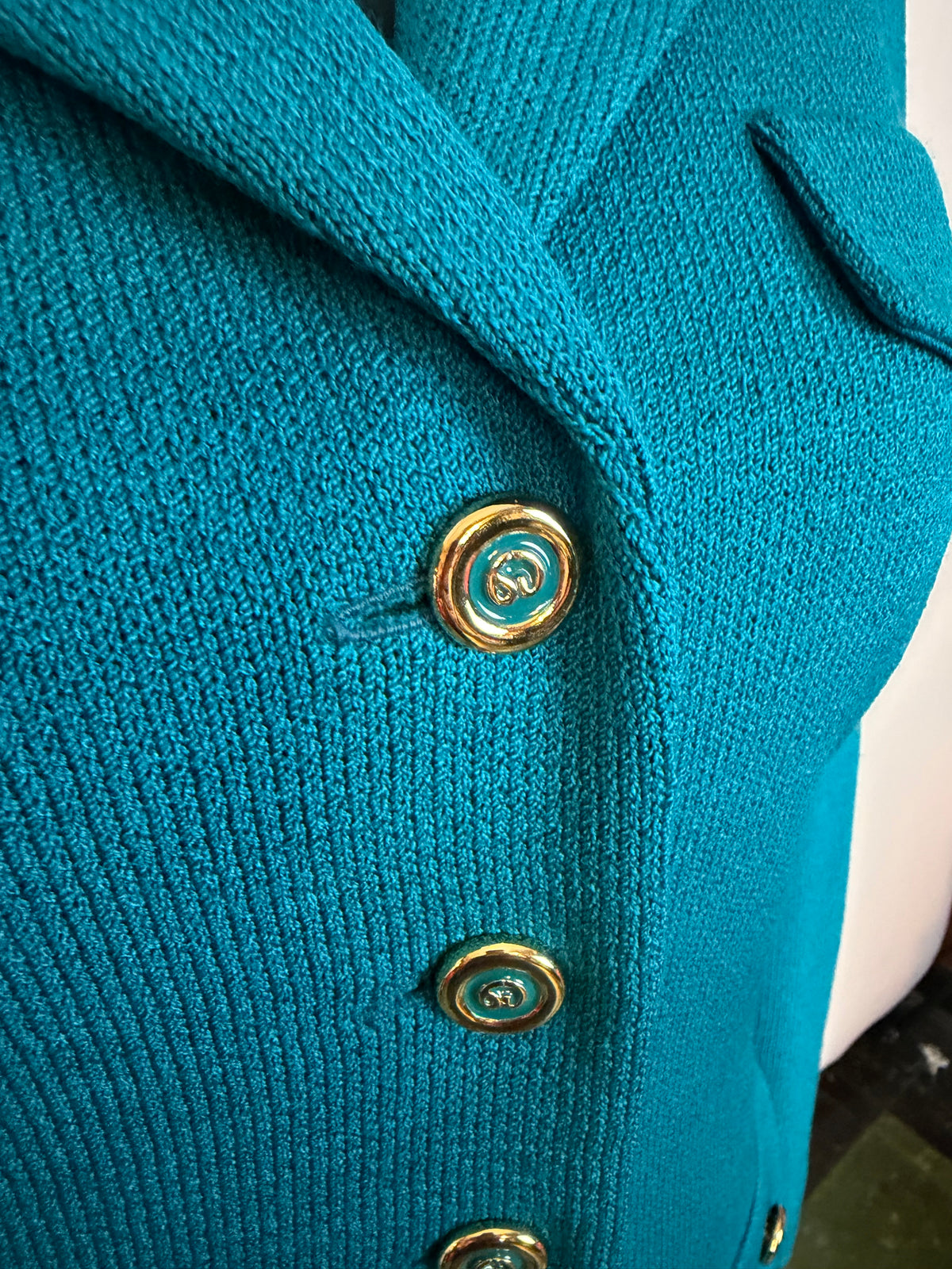 ST JOHN TEAL SKIRT SUIT