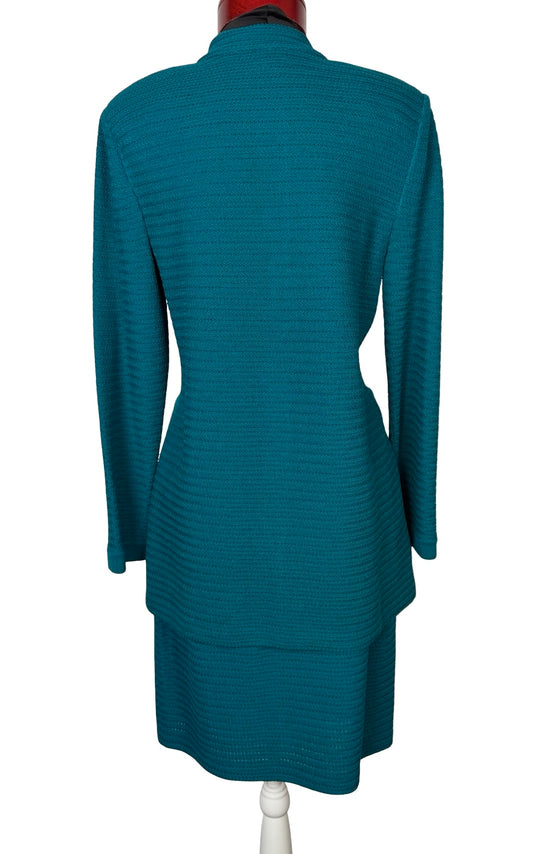 ST JOHN COLLECTION TEAL SKIRT SUIT