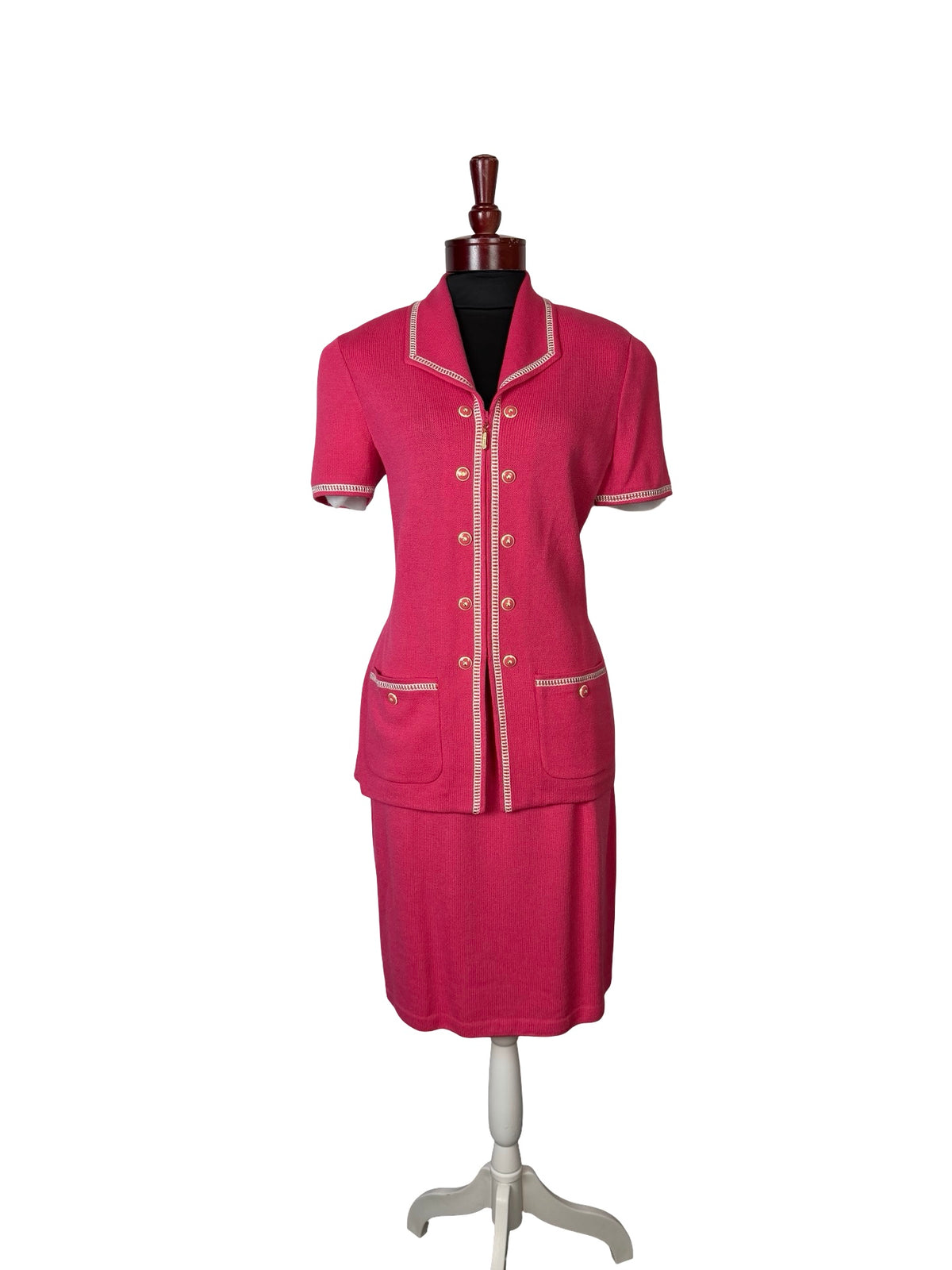 ST JOHN PINK SHORT SLEEVE SKIRT SUIT