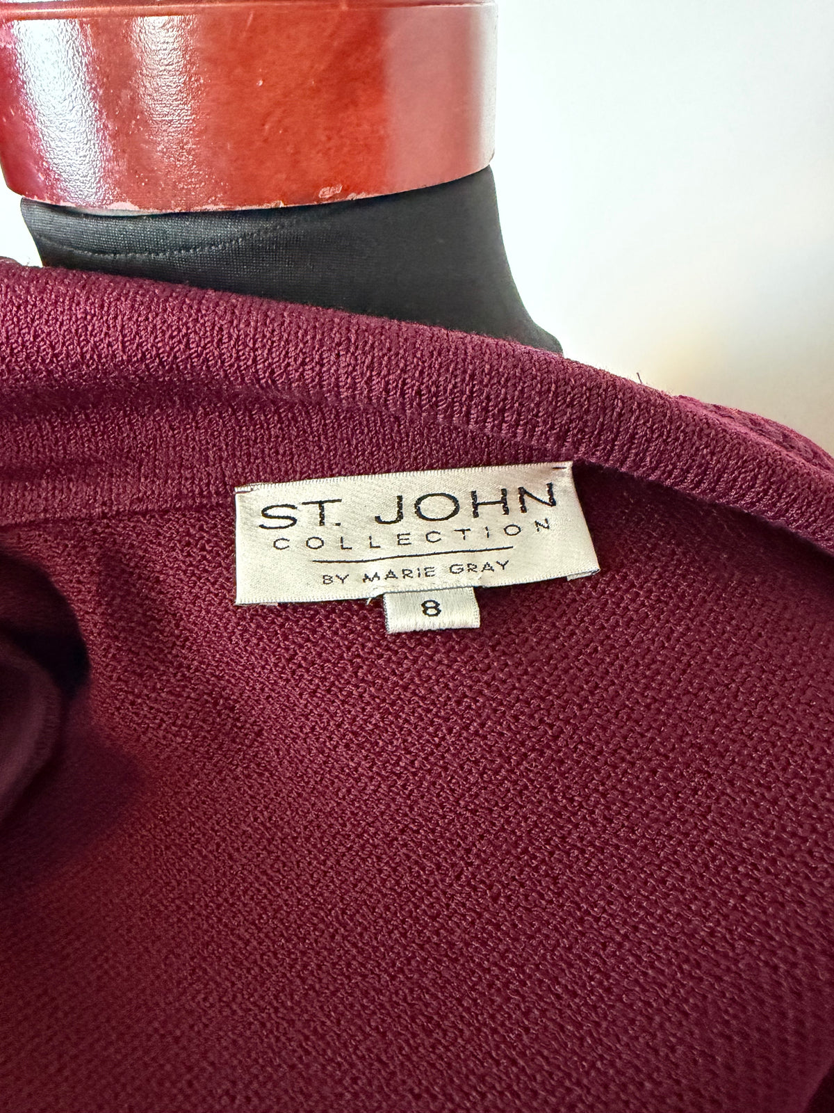 ST JOHN COLLECTION MAROON SKIRT SUIT