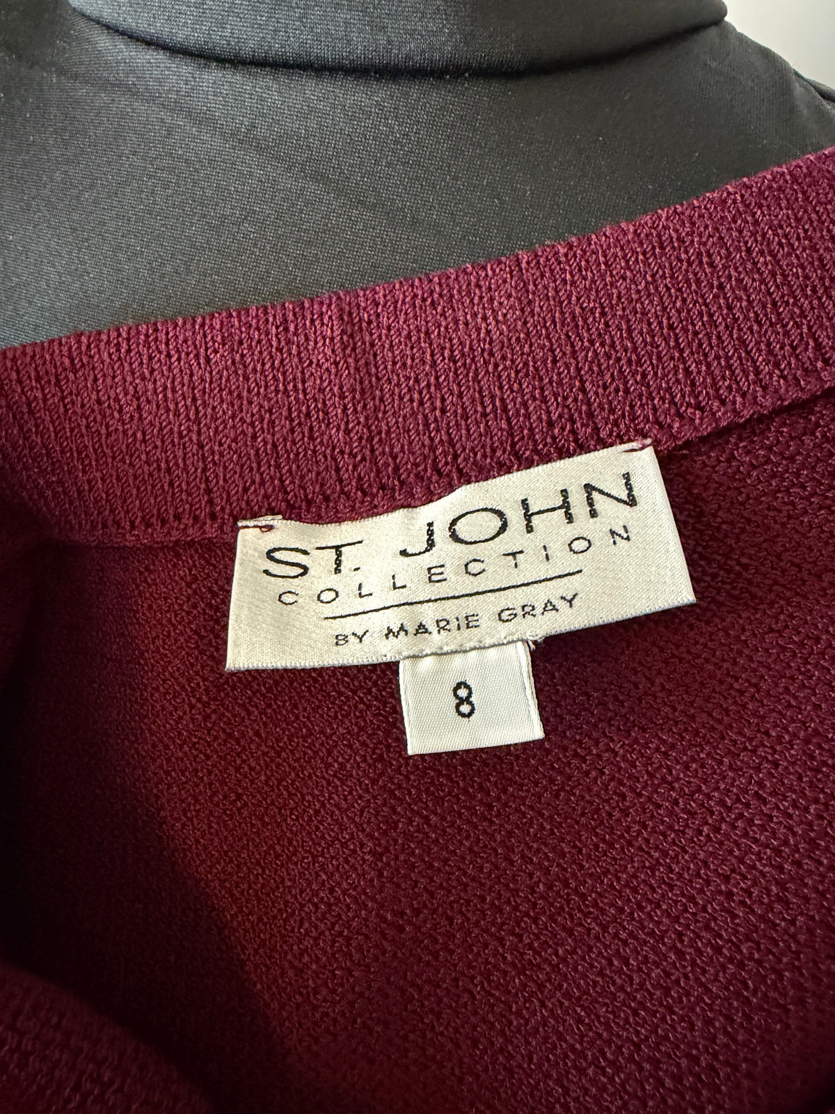 ST JOHN COLLECTION MAROON SKIRT SUIT