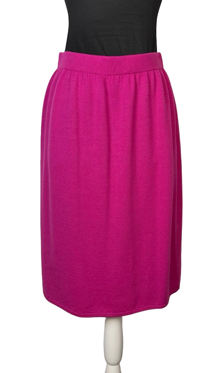 ST JOHN COLOR BLOCK SHORT SLEEVE SKIRT SUIT