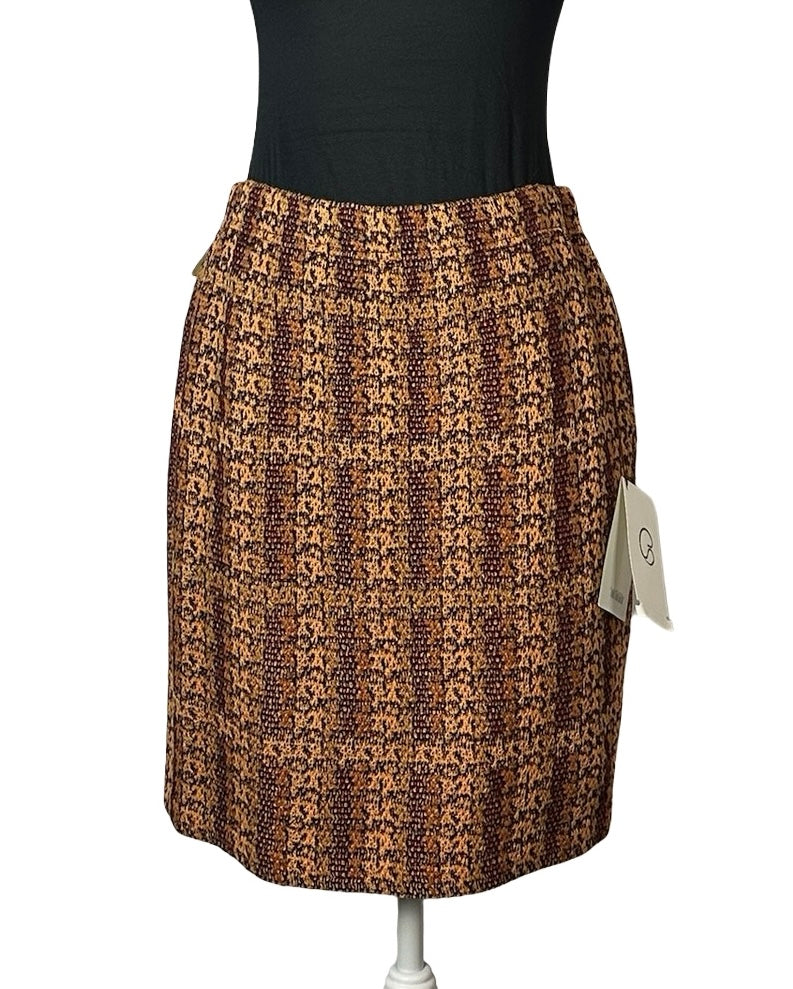 ST JOHN SPICE BROWN TWEED SKIRT SUIT