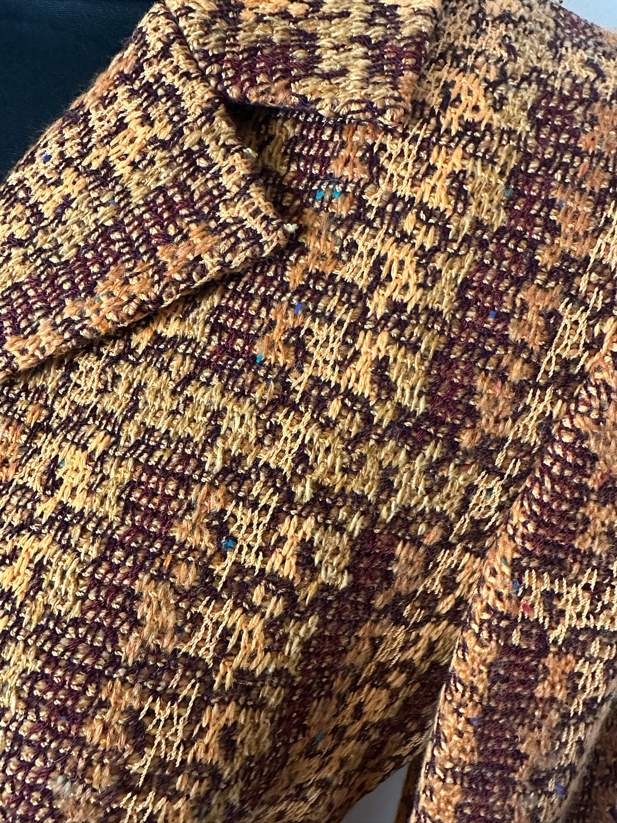 ST JOHN SPICE BROWN TWEED SKIRT SUIT