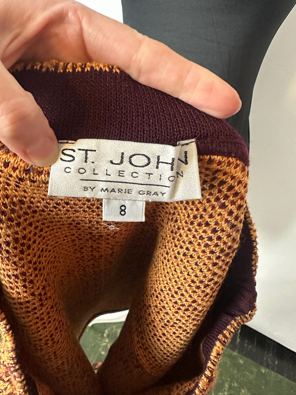 ST JOHN SPICE BROWN TWEED SKIRT SUIT
