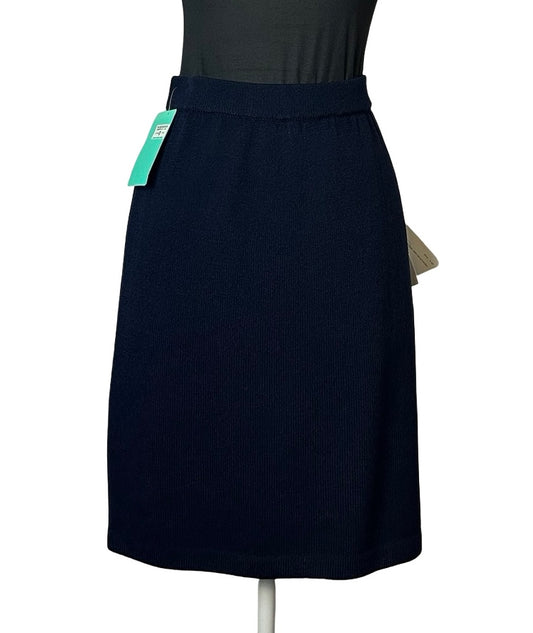 ST JOHN NAVY WITH GOLD TRIM SKIRT SUIT