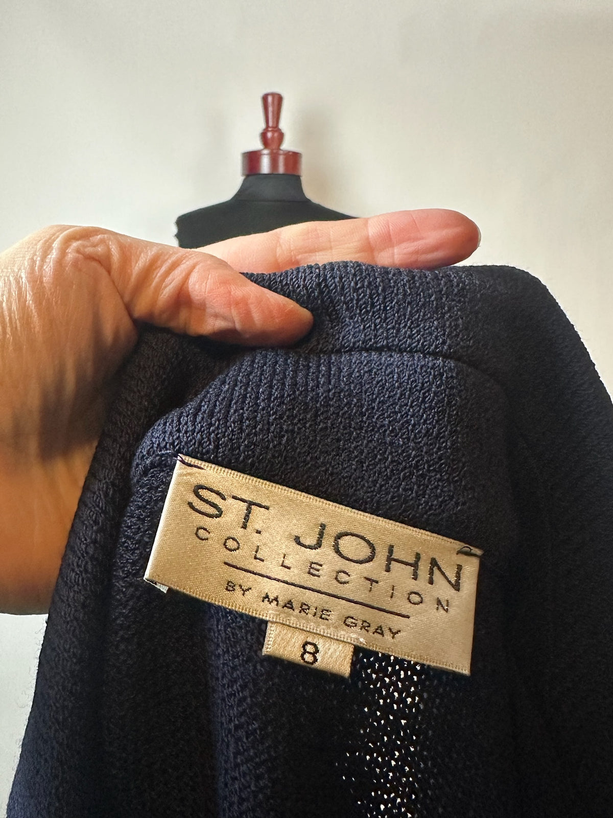 ST JOHN NAVY WITH GOLD TRIM SKIRT SUIT