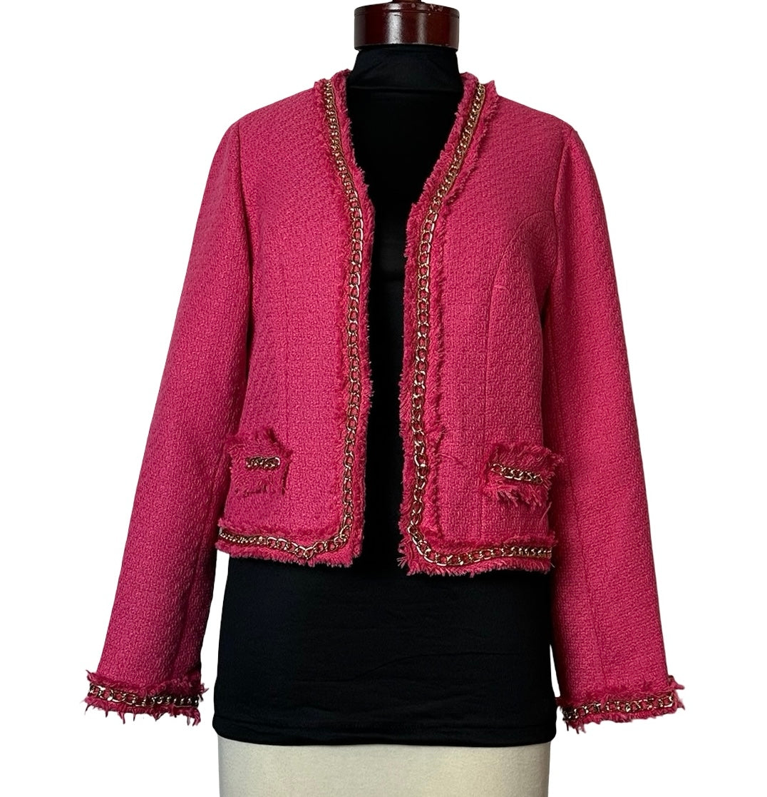 FRESH TWIST HOT PINK TWEED BLAZER