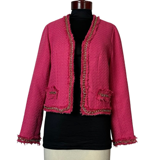 FRESH TWIST HOT PINK TWEED BLAZER