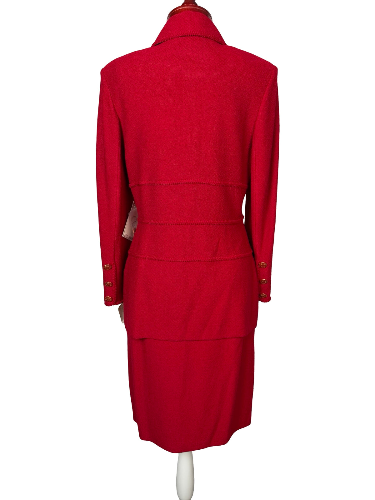 ST JOHN CRIMSON RED SKIRT SUIT