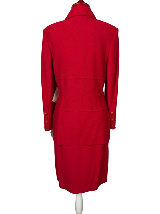 ST JOHN CRIMSON RED SKIRT SUIT