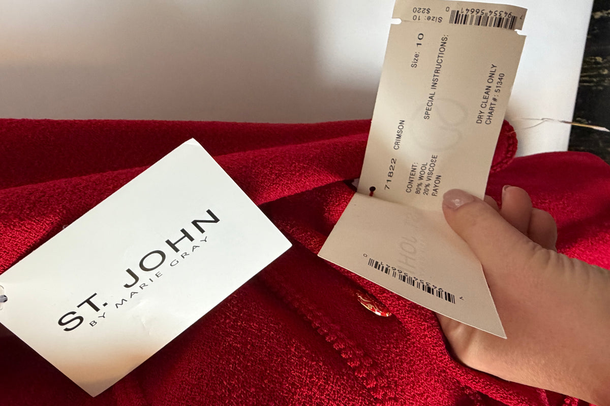 ST JOHN CRIMSON RED SKIRT SUIT