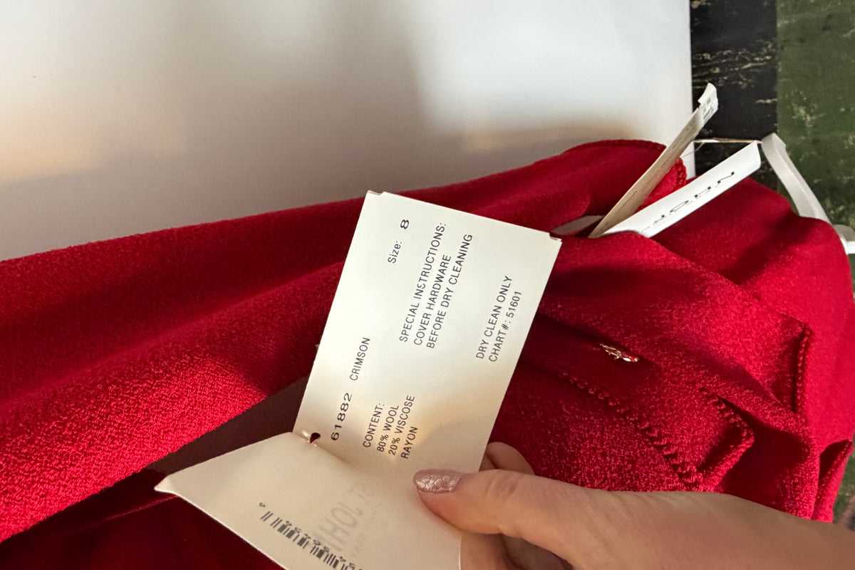 ST JOHN CRIMSON RED SKIRT SUIT