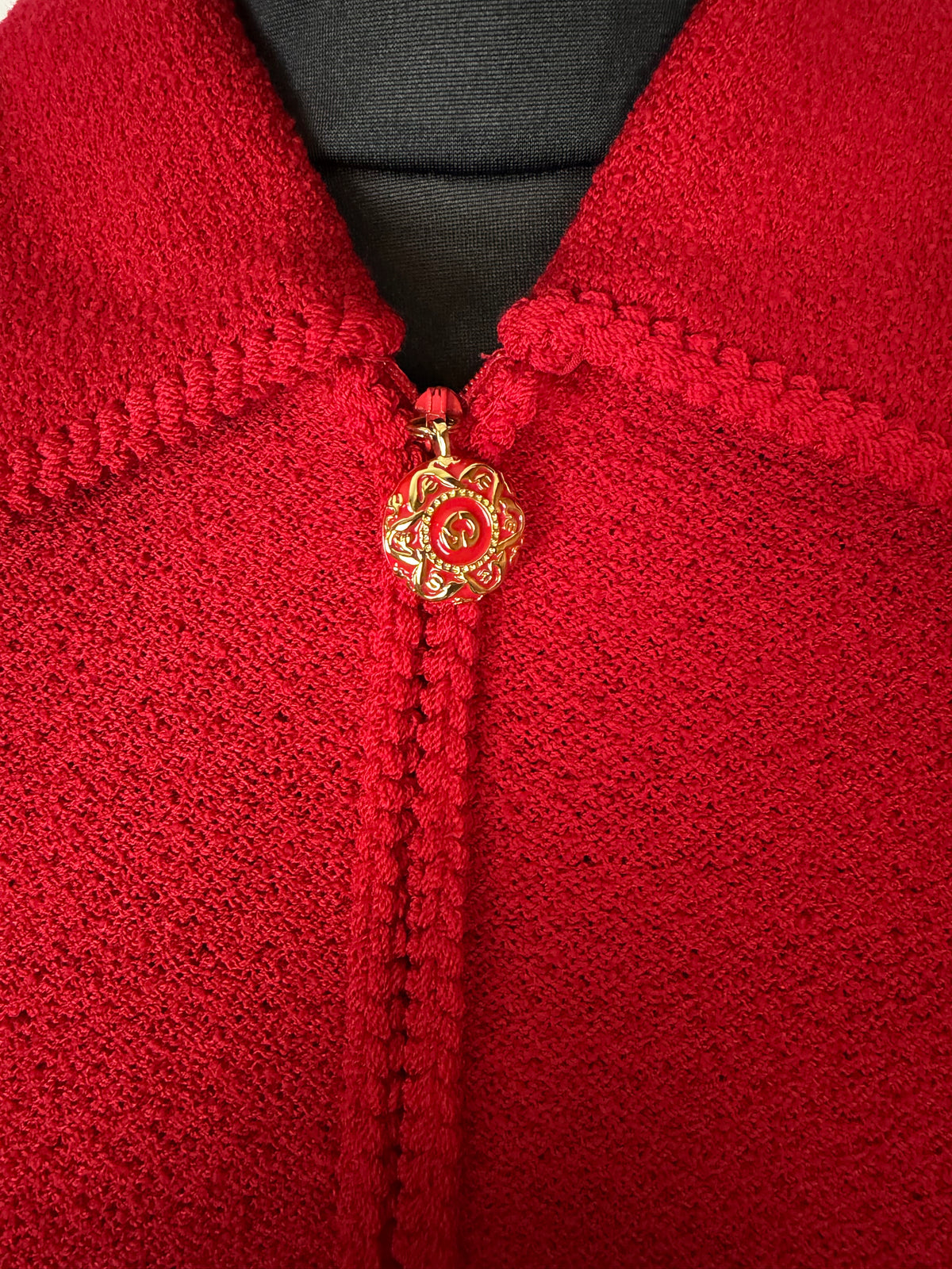 ST JOHN CRIMSON RED SKIRT SUIT