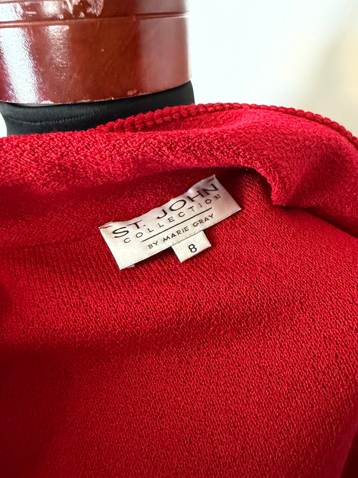 ST JOHN CRIMSON RED SKIRT SUIT