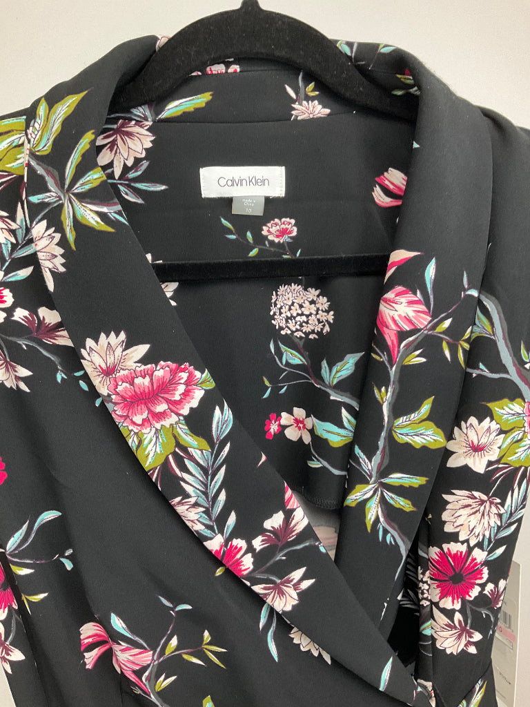 calvin klein black floral dress Calvin Klein Black Floral Faux Wrap LS Midi Dress Luscious Boutique