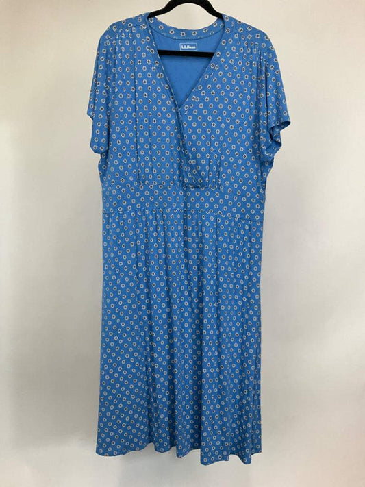 LL BEAN BLUE FLORAL DRESS SIZ 2X